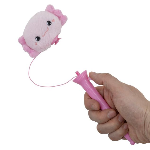 Stylo extr&eacute;mit&eacute; peluche encre bleue L19,5cm (2 mod&egrave;les capybara ou axolotl)
