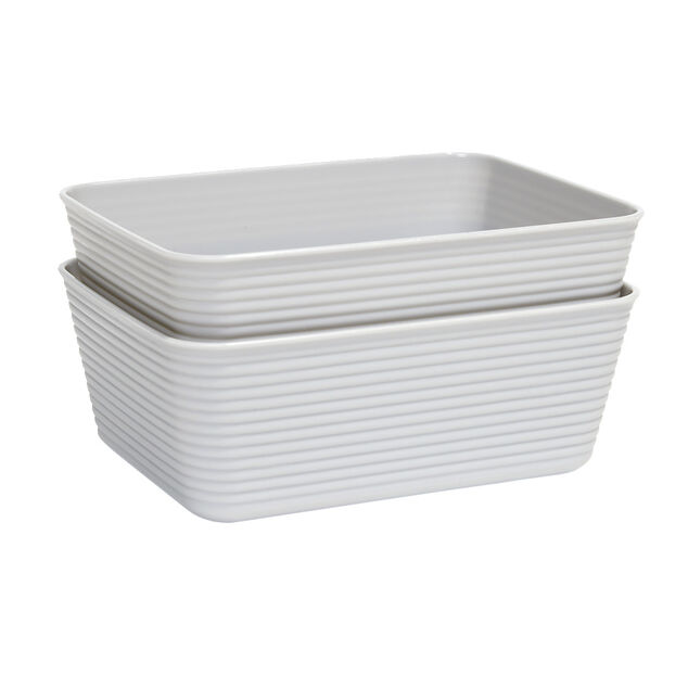 Panière de rangement x2 plastique 16,8x12,5xH6,5cm (3 modèles)