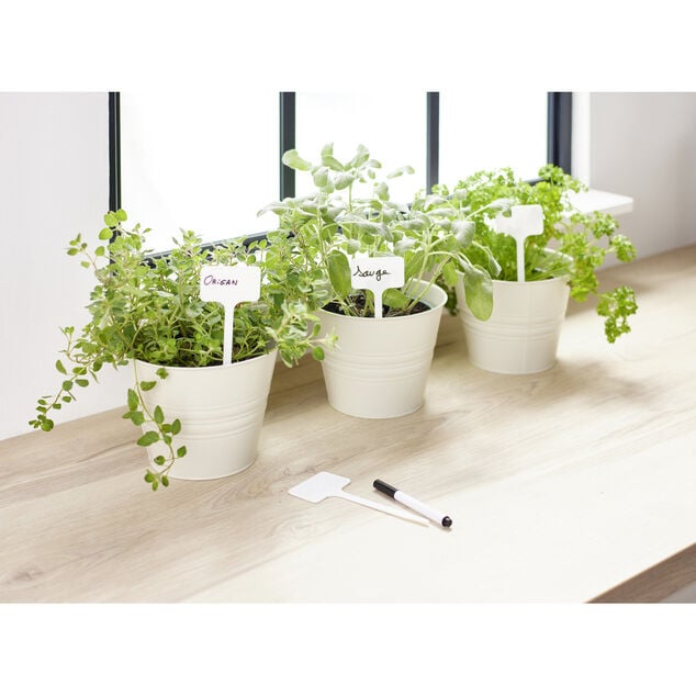 &Eacute;tiquette &agrave; planter x17 en plastique blanc H14cm