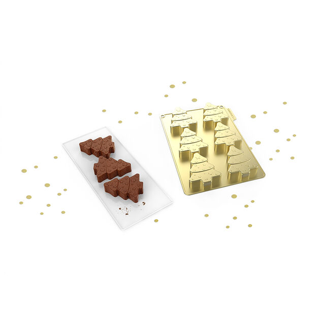 Moule &agrave; g&acirc;teau forme sapin de No&euml;l x 6 en silicone