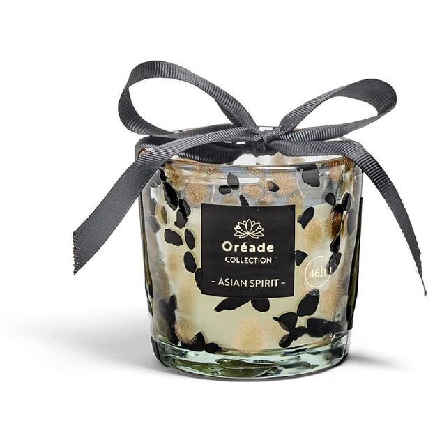 Bougie en verre souffl&eacute; Esprit Asiatique 46h &Oslash;10xH10cm bronze