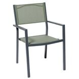 Fauteuil de jardin Oslow aluminium gris textil&egrave;ne vert 59x55,5xH.86 cm