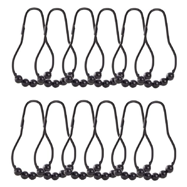 Anneau de douche m&eacute;tal noir x12