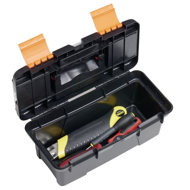 Boîte à outils en plastique noir et jaune 25x10xH13cm