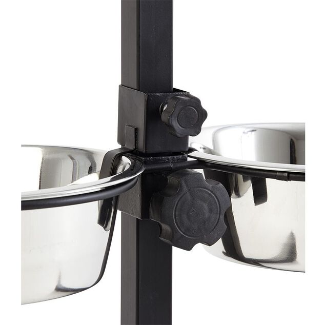 Gamelle double sur pied hauteur ajustable inox