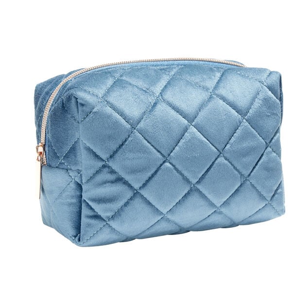 Pochette &agrave; cosm&eacute;tiques en velours beige ou bleu 19x9xH12cm