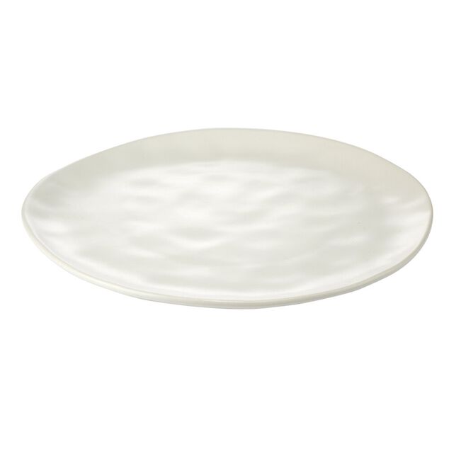 Assiette plate forme organique gr&egrave;s blanche &Oslash;26cm