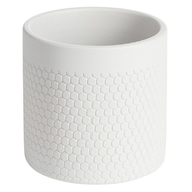 Pot de fleur gris clair motif nid d'abeille 1,29 L &Oslash;13,5x12,3 cm - Capri