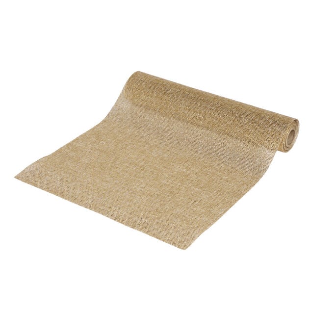 Chemin de table en jute dor&eacute; 3m