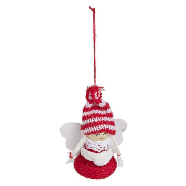 Personnage &agrave; suspendre rouge et blanc - Fille/P&egrave;re No&euml;l/Ange