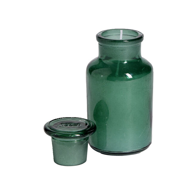 Bougie forme vase verre coloré Ø5,5xH11,5cm