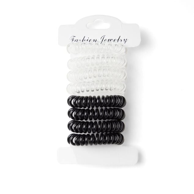 Lot de 8 &eacute;lastiques &agrave; cheveux spirale caoutchouc 3 coloris