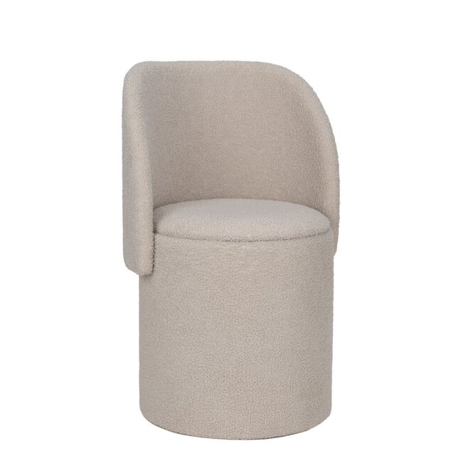 Fauteuil coffre rond amovible Clara tissu bouclette beige 48,5x45xH75cm