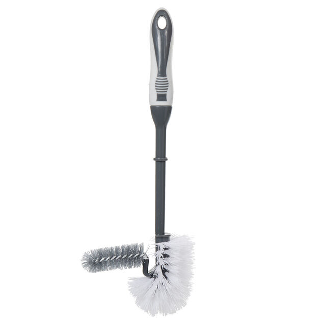 Brosse WC avec support et brossette int&eacute;gr&eacute;e noir et blanc