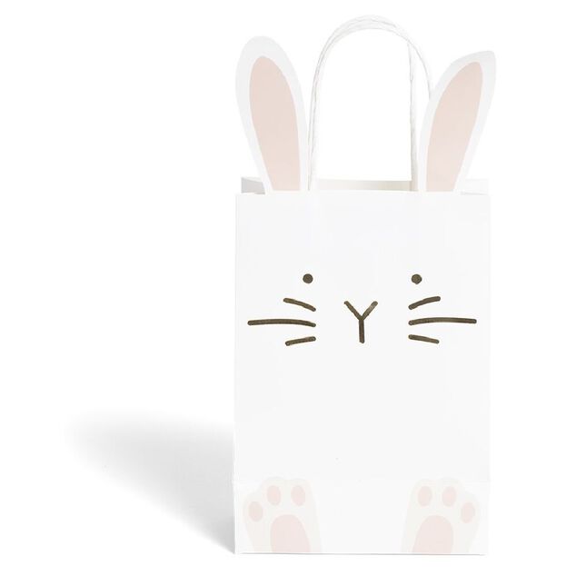 Lot de 4 sacs en papier 14x30cm forme lapin de P&acirc;ques