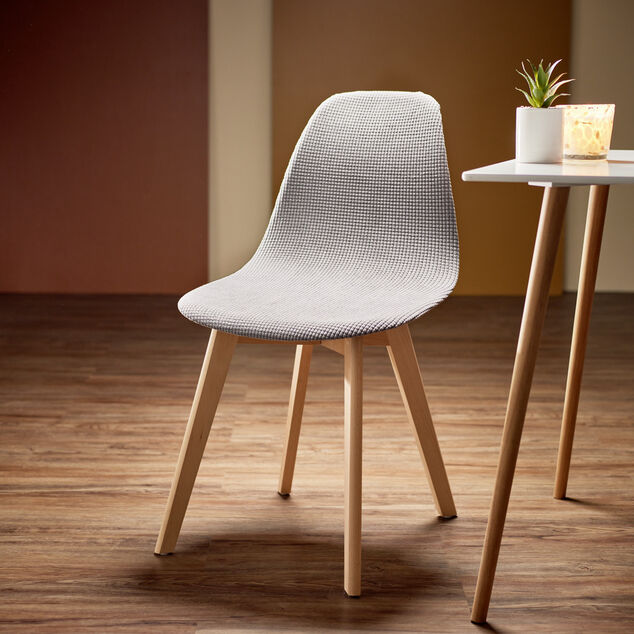 Housse de chaise scandinave extensible grise 45x40xH45cm