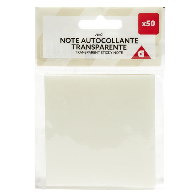 Note adhésive 50 feuilles transparentes 8x10,5cm