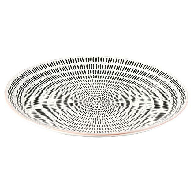 Assiette plate ronde motif g&eacute;om&eacute;trique noir et blanc &Oslash;26.5cm (3 mod&egrave;les)
