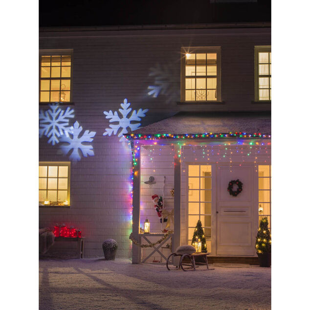 Projecteur ext&eacute;rieur LED solaire No&euml;l flocons anim&eacute;s