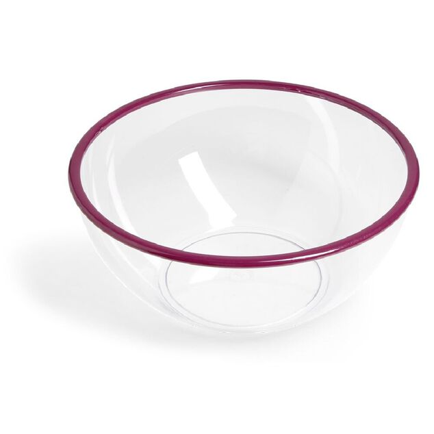 Saladier plastique transparent bordure color&eacute;e &Oslash;28xH12cm - 3 coloris