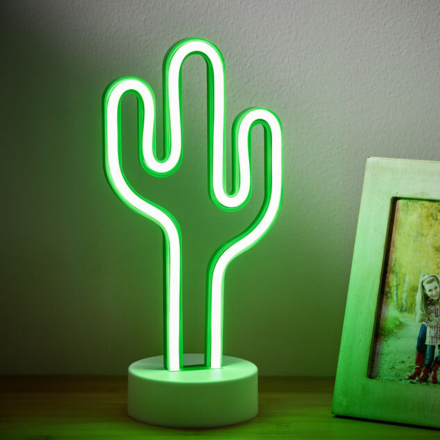 Lampe &agrave; poser d'ambiance n&eacute;on rose forme licorne 20x10xH24,5cm