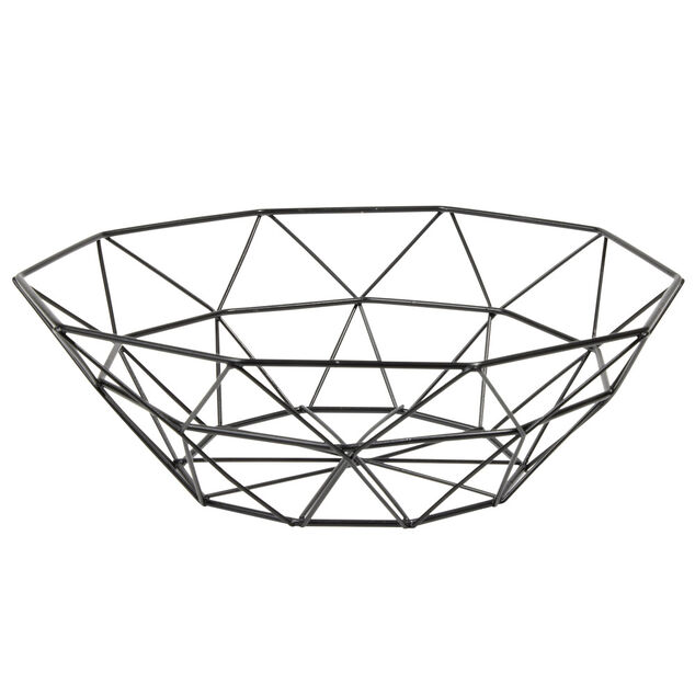 Panière à fruit en métal noir ronde Ø25,5xH8cm