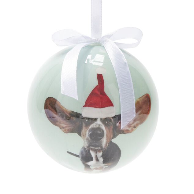 Boule de No&euml;l motif animal mignon avec ruban blanc &Oslash;8cm (4 mod&egrave;les)