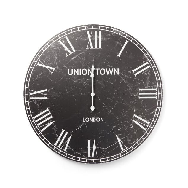 Horloge ronde en bois noir effet marbre &Oslash;60cm