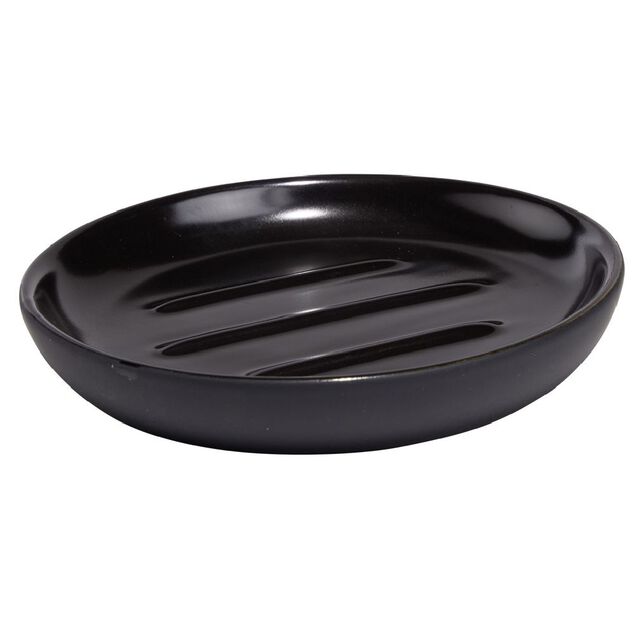 Porte-savon rond c&eacute;ramique noir &Oslash;10xH2cm