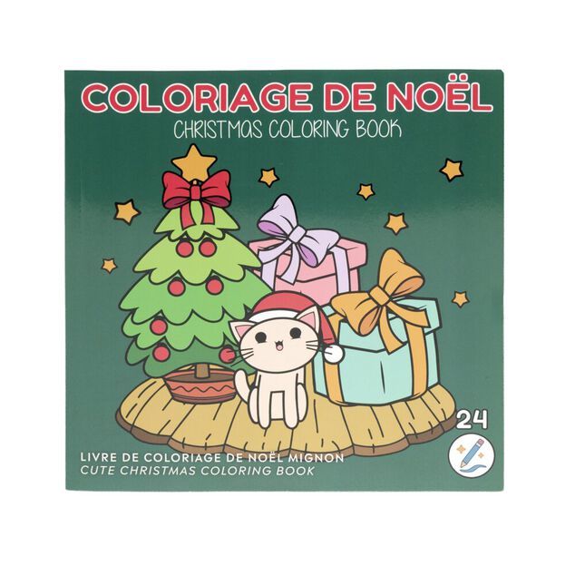 Cahier de coloriage papier 24 pages Noël L20X20 cm vert