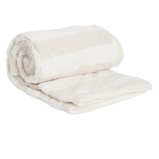 Plaid Teddy fourrure beige et blanc 130x190cm (2 mod&egrave;les damier ou rayures)