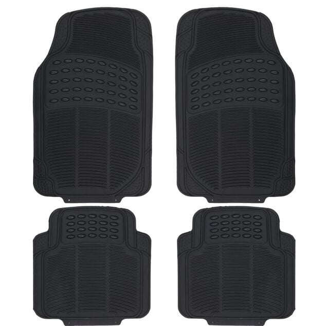 Set tapis de voiture x4 avant 43x70cm et arri&egrave;re 42,5x43cm PVC noir