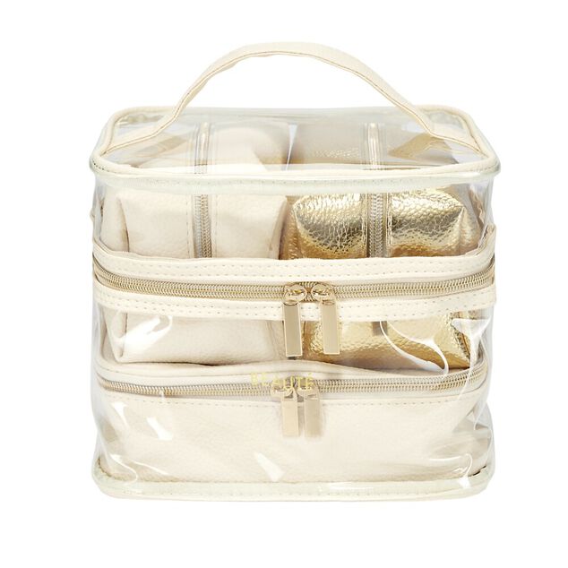 Trousse de toilette 2 compartiments + 3 trousses 22x15xH13cm (3 mod&egrave;les)