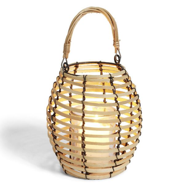 Lanterne rotin beige et noir &Oslash;17xH17cm
