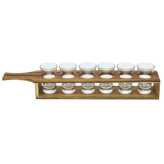 Service &agrave; shooter 6 verres avec support bois