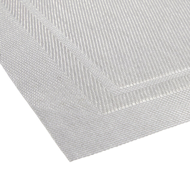 Set de table rectangulaire PVC 30x45cm effet tiss&eacute; gris