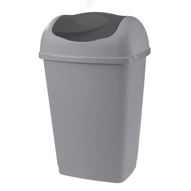 Poubelle grise &agrave; rabat 50 L