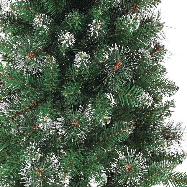 Sapin artificiel effet enneig&eacute; pied en bois 220 branches &Oslash;66xH120 cm