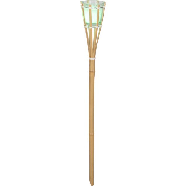 Torche bougie citronnelle &agrave; LED multicolore pique bambou &Oslash;8,5xH76cm