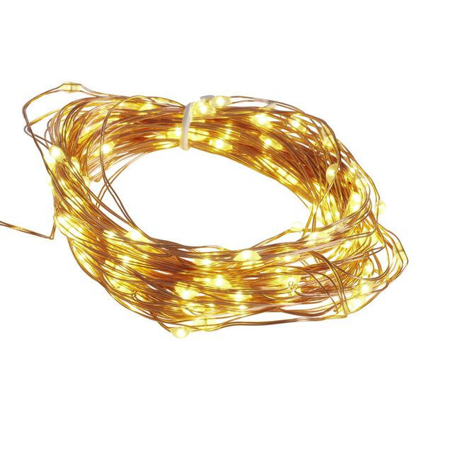 Guirlande de No&euml;l solaire lumineuse 120LED blanc chaud L1290cm