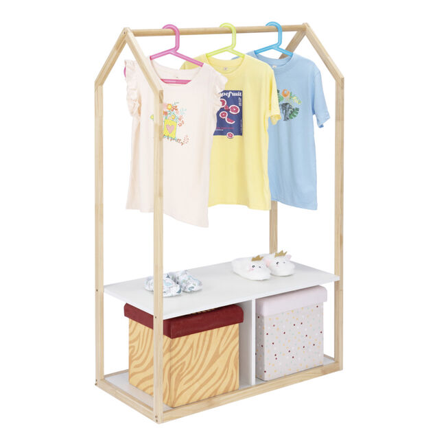 Penderie pour enfant en bois avec 2 casiers 42x7xH132cm