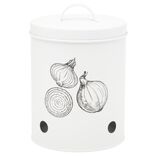 Bo&icirc;te de conservation pour oignon en m&eacute;tal blanc