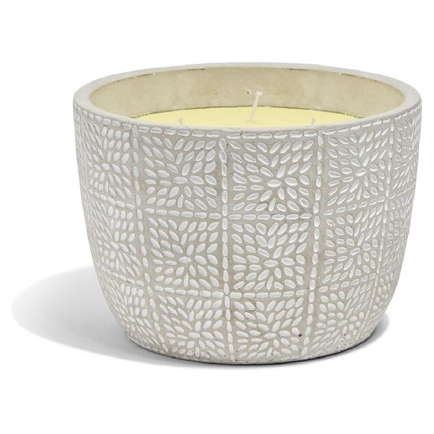 Bougie citronnelle pot ciment grain de riz &Oslash;20xH14cm