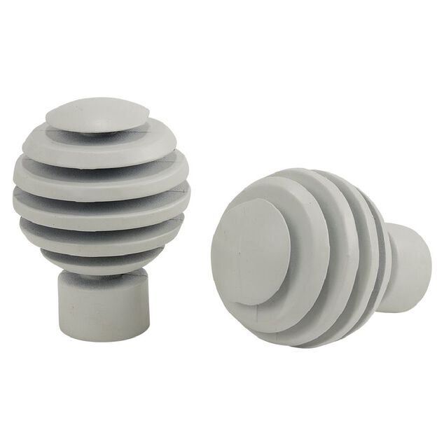 Embout tringle à rideau Ø20mm métal forme cercle blanc mat x2