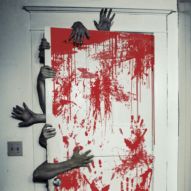 D&eacute;coration de porte Halloween effet ensanglant&eacute;