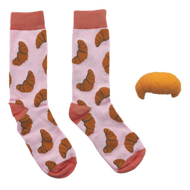 Coffret chaussettes avec balle anti stress th&egrave;me croissant TU