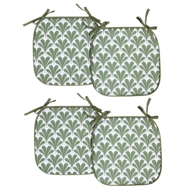 Galette de chaise carr&eacute;e x4 avec motif 38x38cm (4 mod&egrave;les)