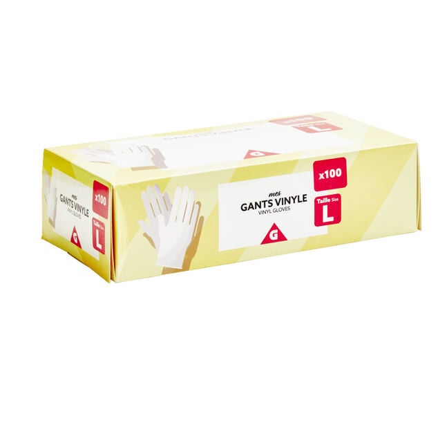 Gants en vinyle blanc x100 Taille L