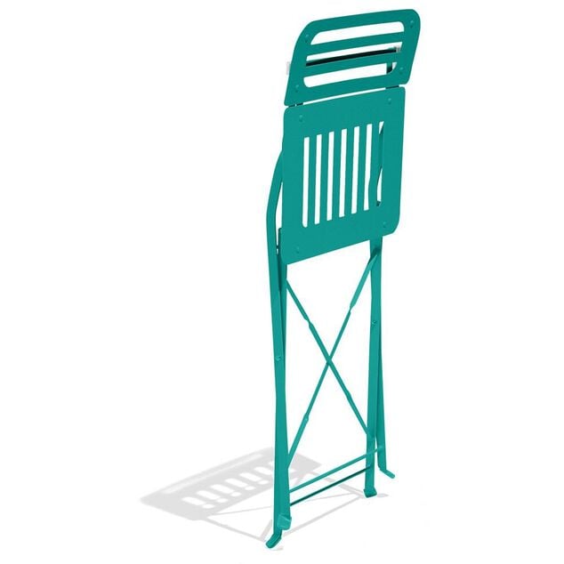 Chaise de jardin Rio pliante m&eacute;tal vert 41x45xH82cm