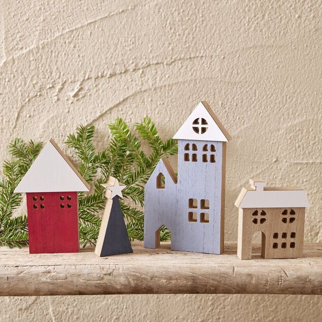 Maisonnette chalet village de no&euml;l en bois 4 pi&egrave;ces